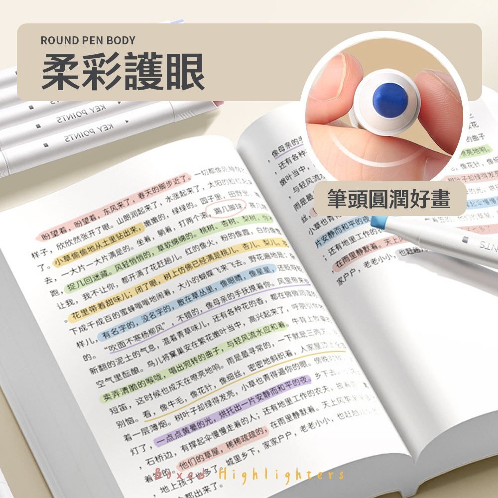 盒裝螢光筆 雙頭螢光筆 記號筆 標註筆 做筆記 畫重點 手帳塗鴉筆 透明筆盒 文具 學習 著色 五色【WJ0215】-細節圖5