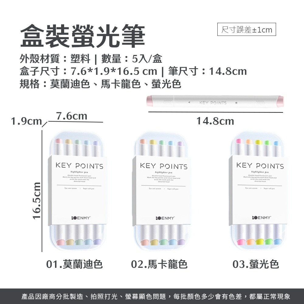 盒裝螢光筆 雙頭螢光筆 記號筆 標註筆 做筆記 畫重點 手帳塗鴉筆 透明筆盒 文具 學習 著色 五色【WJ0215】-細節圖8