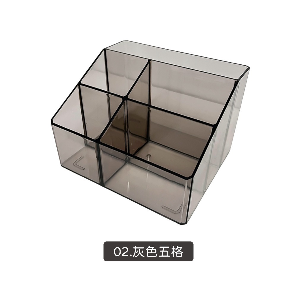 透明筆筒 五格 筆筒 無印風 置物盒 文具收納 化妝品收納 辦公桌收納 桌面整理盒 多格收納盒【WJ0221】-規格圖8