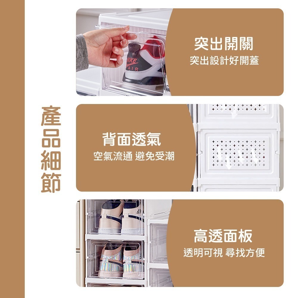 免安裝鞋櫃 一體式折疊鞋盒 折疊鞋盒 鞋子收納盒 摺疊鞋盒 透明鞋盒 大尺碼 免安裝 鞋盒 鞋櫃【SN0829】-細節圖4