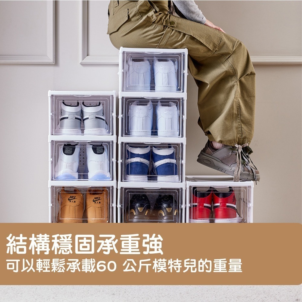 免安裝鞋櫃 一體式折疊鞋盒 折疊鞋盒 鞋子收納盒 摺疊鞋盒 透明鞋盒 大尺碼 免安裝 鞋盒 鞋櫃【SN0829】-細節圖7