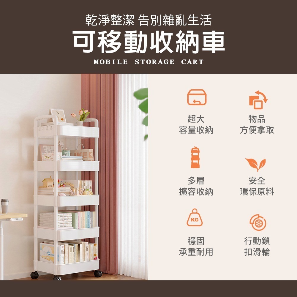 推車置物架 小推車 手推車 置物推車 美容推車 廚房推車 工具車 推車 收納架 收納車 置物架 化妝架【SN0837】-細節圖2