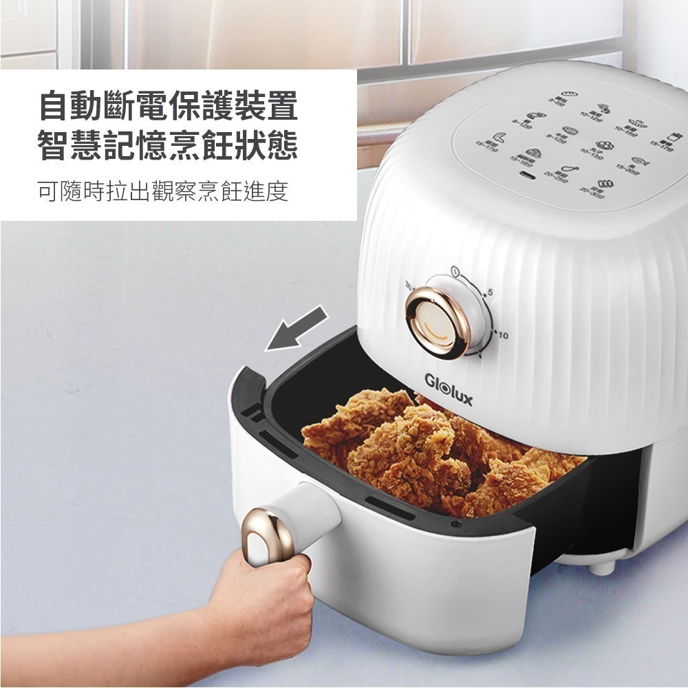 Glolux 北美品牌 miniQ 2L健康氣炸鍋 食品級氣炸鍋 高質感氣炸鍋 小型氣炸鍋 旋鈕氣炸鍋【DZ0198】-細節圖6