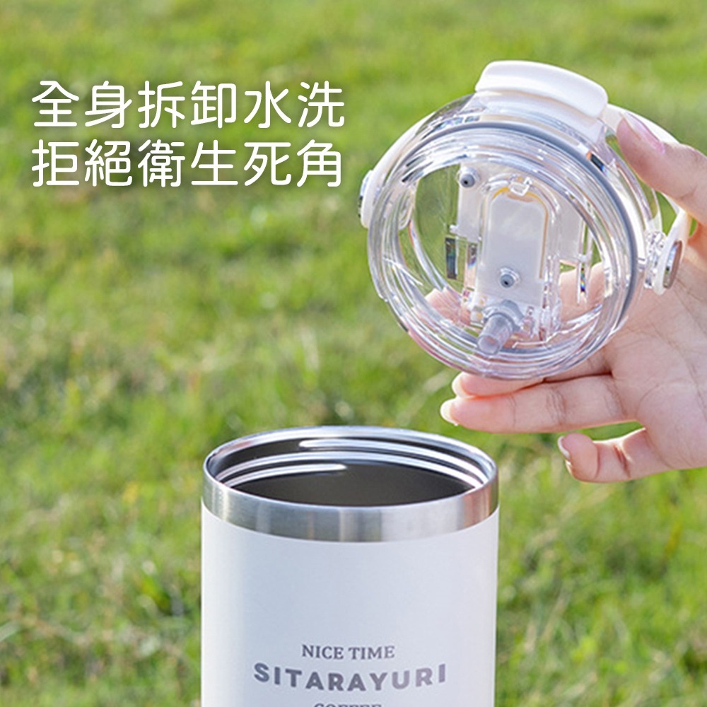 手提保溫杯 600ml 900ml 雙飲  環保杯 咖啡杯 隨行杯 手提杯 保冷杯 吸管保溫杯【CC0589】-細節圖6