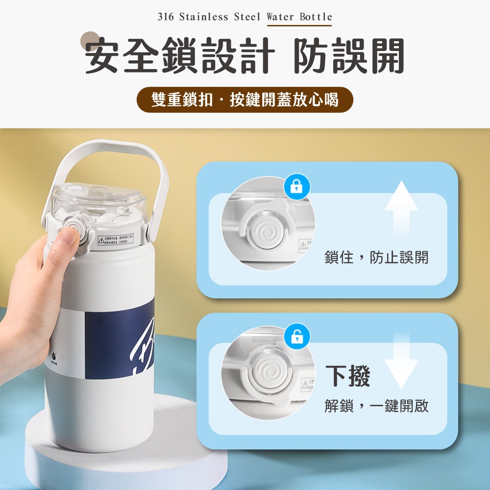 雙飲316不鏽鋼保溫瓶 1000ml 316不鏽鋼 水壺 保溫杯 保冰杯 大容量 環保杯 隨行杯【CC0592】-細節圖4