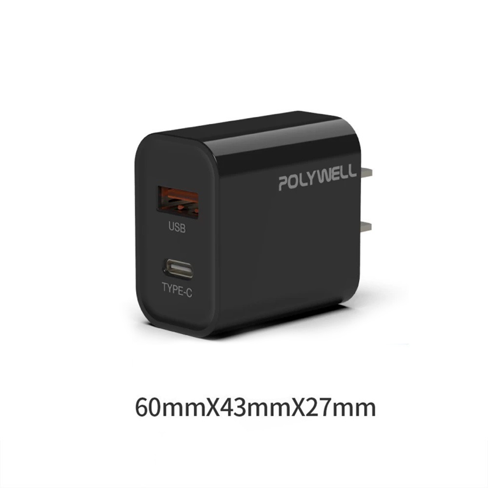 POLYWELL 20W PD雙孔快充頭 30W三孔  快充頭 快速充電器 USB Type-C 雙孔【DZ0160】-規格圖7