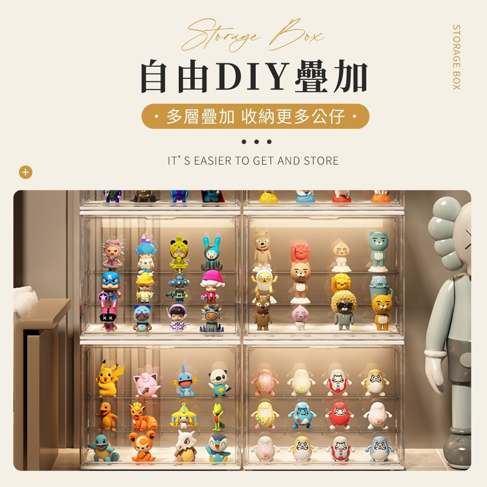 磁吸式公仔收納盒 公仔展示盒 盲盒展示盒 透明展示盒 透明收納盒 展示盒 扭蛋 萌粒展示盒 公仔盒 【SN0884】-細節圖3