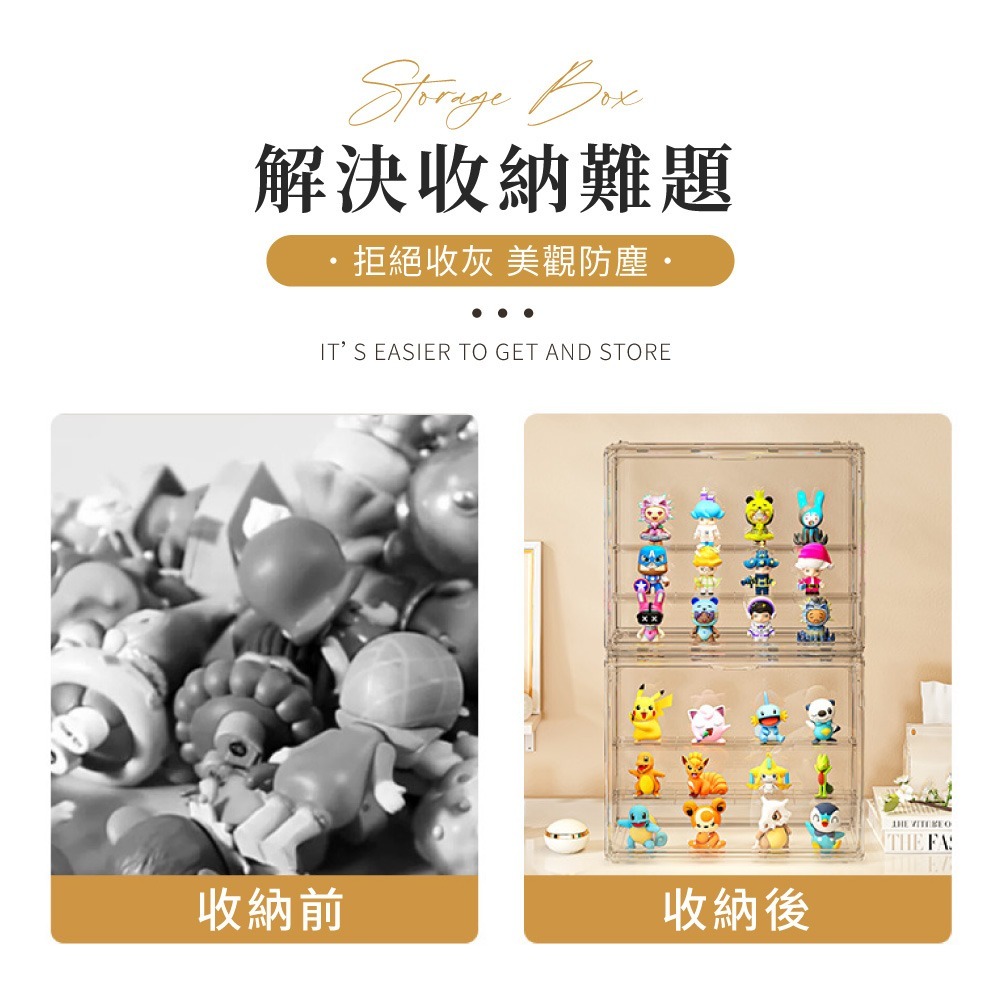 磁吸式公仔收納盒 公仔展示盒 盲盒展示盒 透明展示盒 透明收納盒 展示盒 扭蛋 萌粒展示盒 公仔盒 【SN0884】-細節圖7