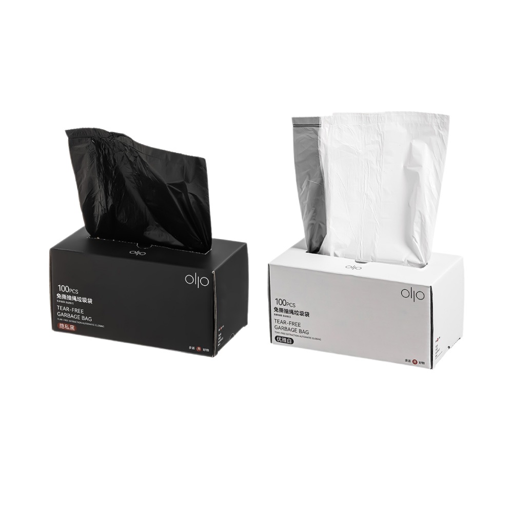 拉繩垃圾袋 新式免撕盒裝設計 背心垃圾袋 手提垃圾袋 垃圾袋 家用垃圾袋 抽取垃圾袋 半透垃圾袋【JJ0944】-細節圖2
