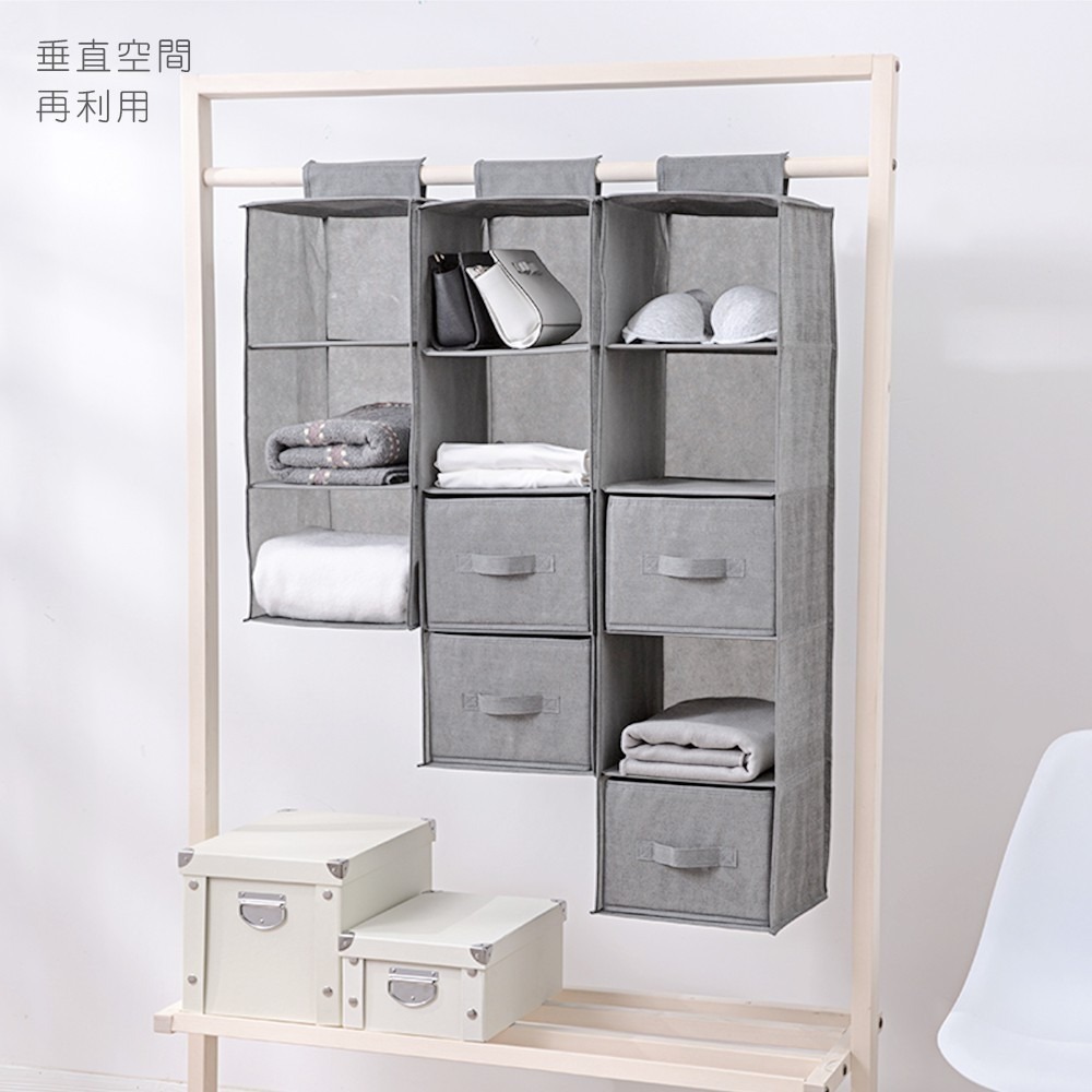 衣櫃衣櫥收納掛袋 棉麻五層抽屜式衣櫃掛袋 掛袋 棉麻掛袋 無印風 衣櫃收納掛袋 收納掛袋 衣物收納【SN0044】-細節圖4