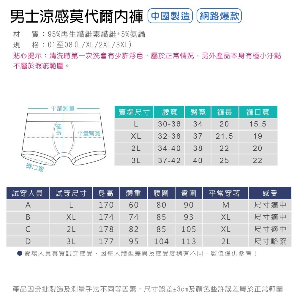 男性 冰絲內褲 超透氣 吸濕排汗 透氣 內褲 冰涼 運動 平口褲 四角褲 莫代爾內褲 好穿 有彈性 舒適【FS0007】-細節圖5