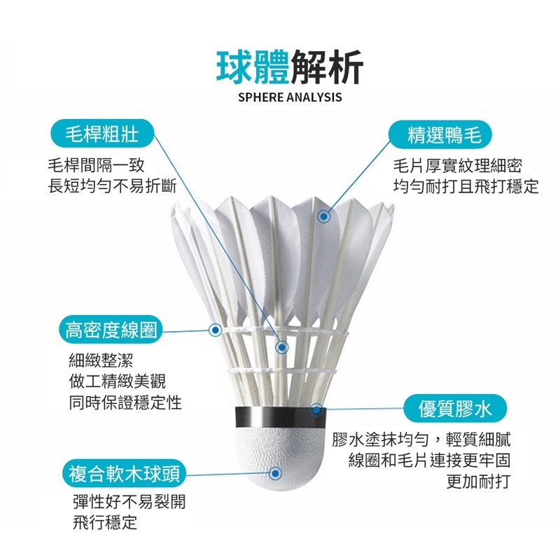 羽毛球 羽球 12只裝 運動用 訓練用球 耐打 穩定 室內外球【YD0049】-細節圖4