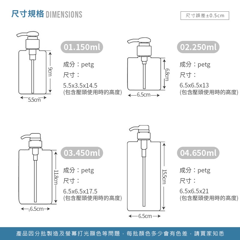 乳液按壓分裝瓶 按壓式乳液沐浴乳分裝瓶 按壓分裝四方瓶 洗髮精瓶 化妝品收納 日式分裝瓶 無印風分裝瓶 【WY0083】-細節圖7