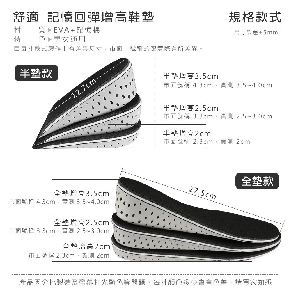 慢回彈增高鞋墊 舒適 記憶回彈增高鞋墊 增高墊 隱形鞋墊 隱形增高墊 內增高鞋墊 記憶鞋墊 後跟墊【FS0021】-細節圖2