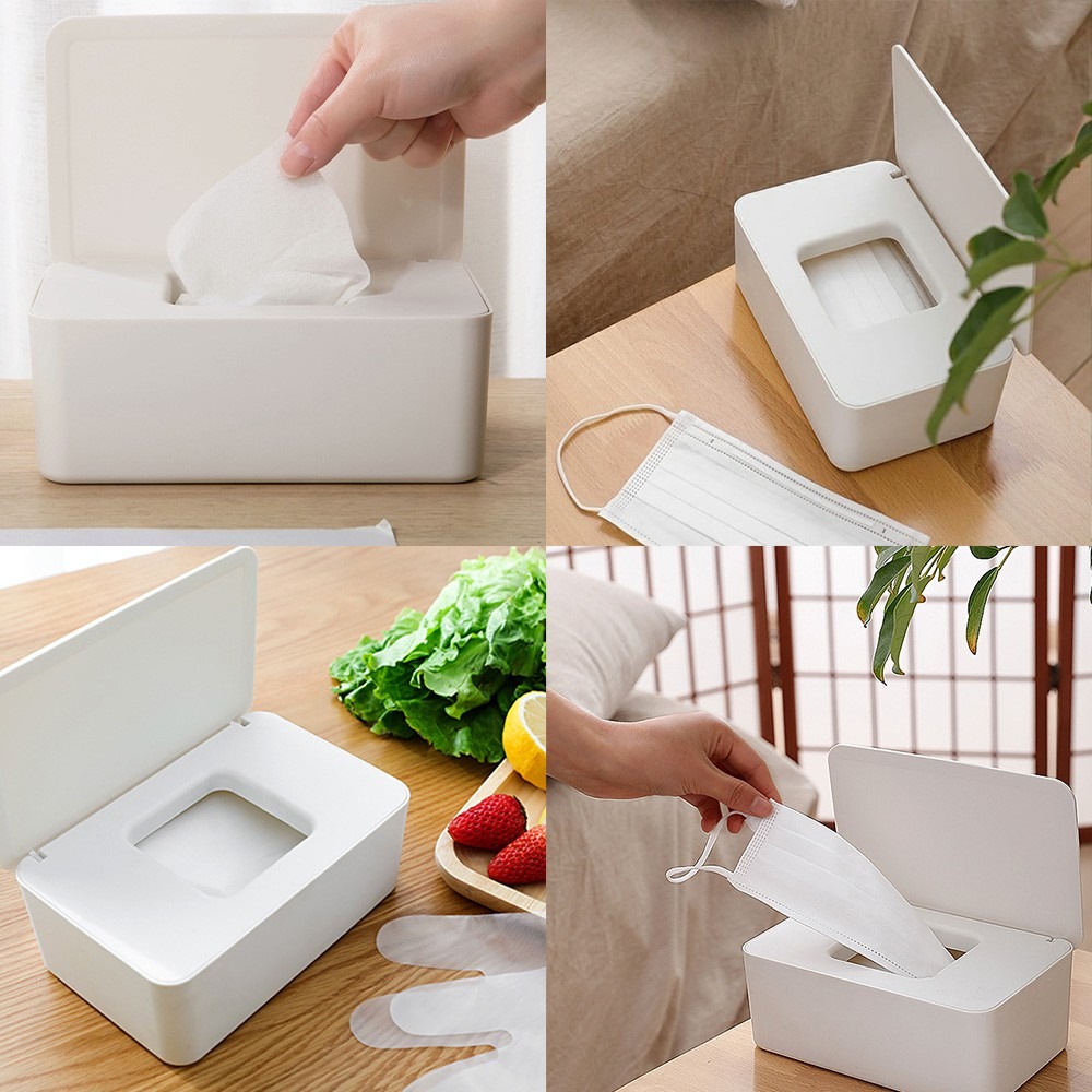 濕紙巾收納盒 口罩 收納盒 紙巾盒 無印風 口罩盒 面紙盒 衛生紙盒 帶蓋 置物盒 口罩收納 桌面收納【JJ0005】-細節圖8