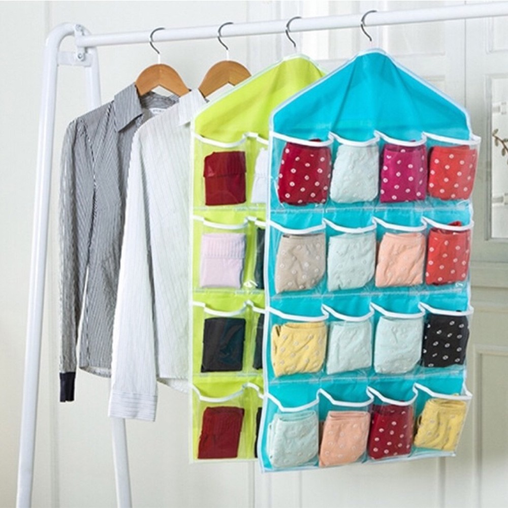 16格 雙面內衣襪子掛袋 小物掛袋 衣櫃掛袋 掛袋 懸掛式 雜物收納 收納袋 日式收納掛袋 收納掛袋 【SN0042】-細節圖7