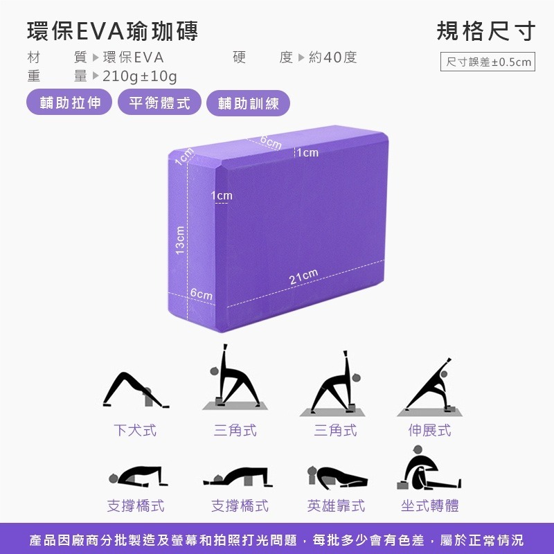 瑜珈磚 環保EVA 瑜珈磚 EVA 伸展 拉筋 輕量瑜珈 輔助 瑜珈枕 韻律磚 健身拉筋 瑜珈 5色【YD0020】-細節圖4