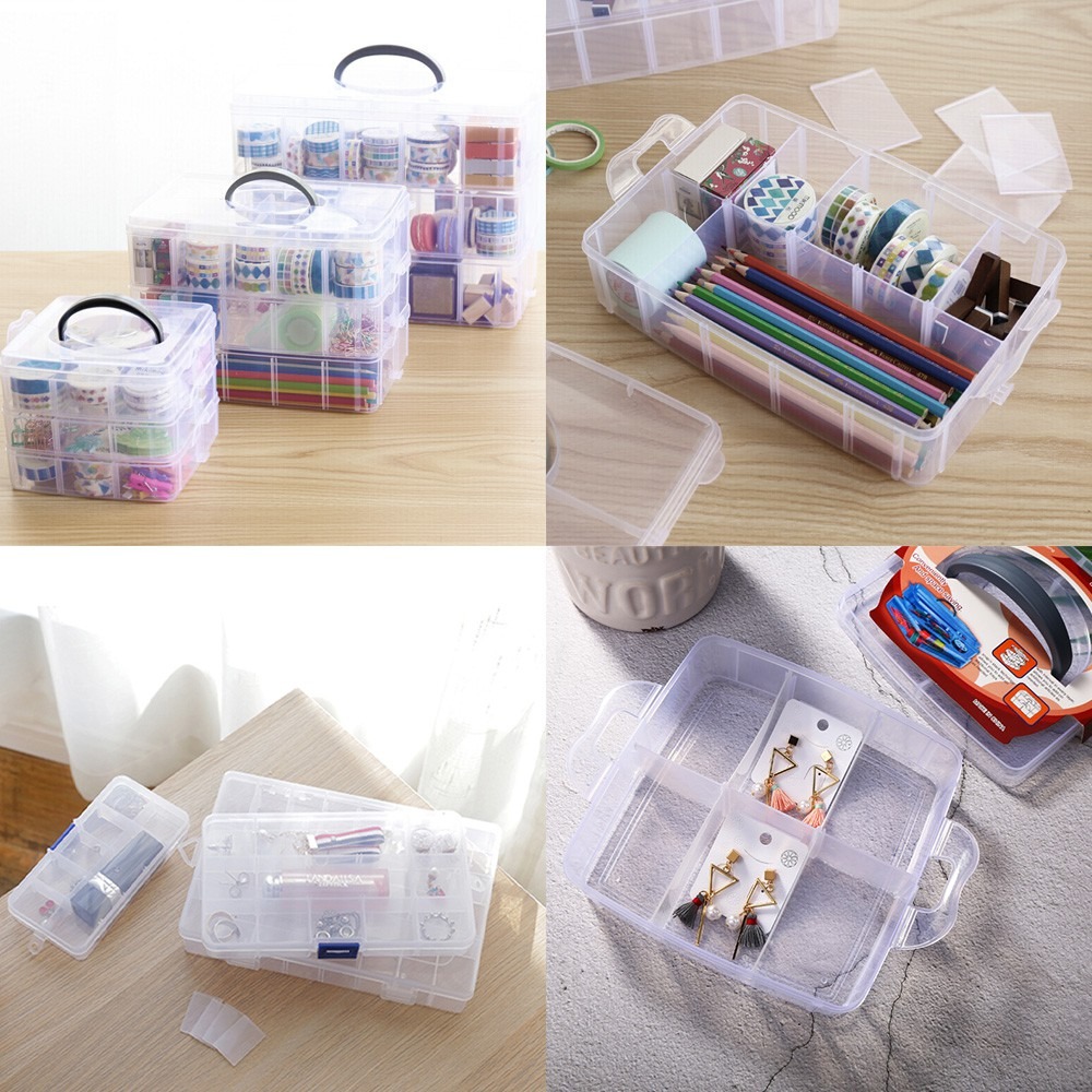 多格收納盒 儲物盒 收納盒 分格 飾品盒 首飾盒 透明盒 材料盒 文具收納 桌上收納 收納【SN0064】-細節圖8