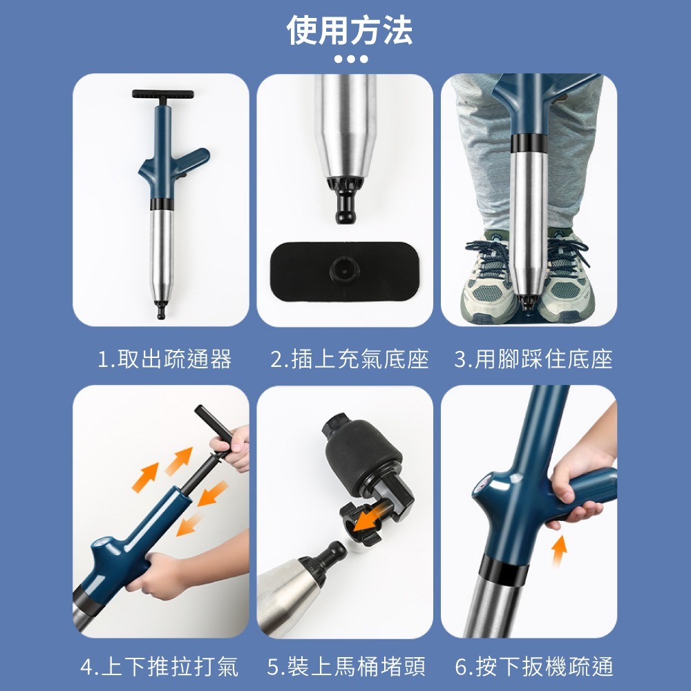馬桶疏通器 通水管 水管疏通器 馬桶水管疏通 通馬桶 通水管神器 馬桶工具 強力通管器 氣壓式通管器【WY0273】-細節圖7