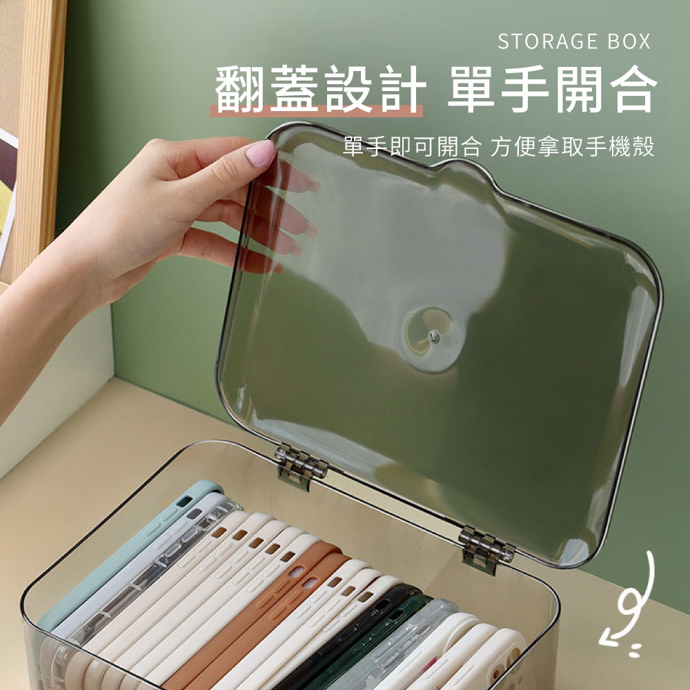 透明收納盒 翻蓋透明收納盒 帶蓋防塵 桌面收納盒 口罩收納盒 收納盒 透明盒 整理盒 防塵收納 儲物盒【SN0874】-細節圖2