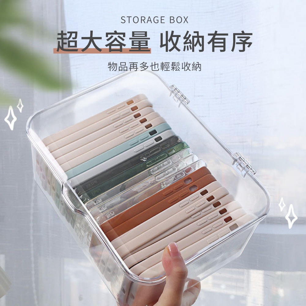 透明收納盒 翻蓋透明收納盒 帶蓋防塵 桌面收納盒 口罩收納盒 收納盒 透明盒 整理盒 防塵收納 儲物盒【SN0874】-細節圖3