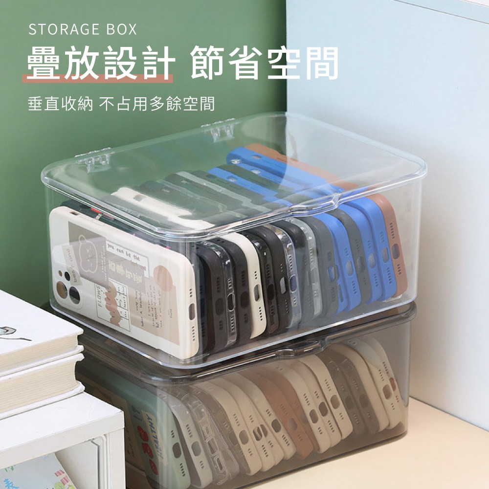 透明收納盒 翻蓋透明收納盒 帶蓋防塵 桌面收納盒 口罩收納盒 收納盒 透明盒 整理盒 防塵收納 儲物盒【SN0874】-細節圖5