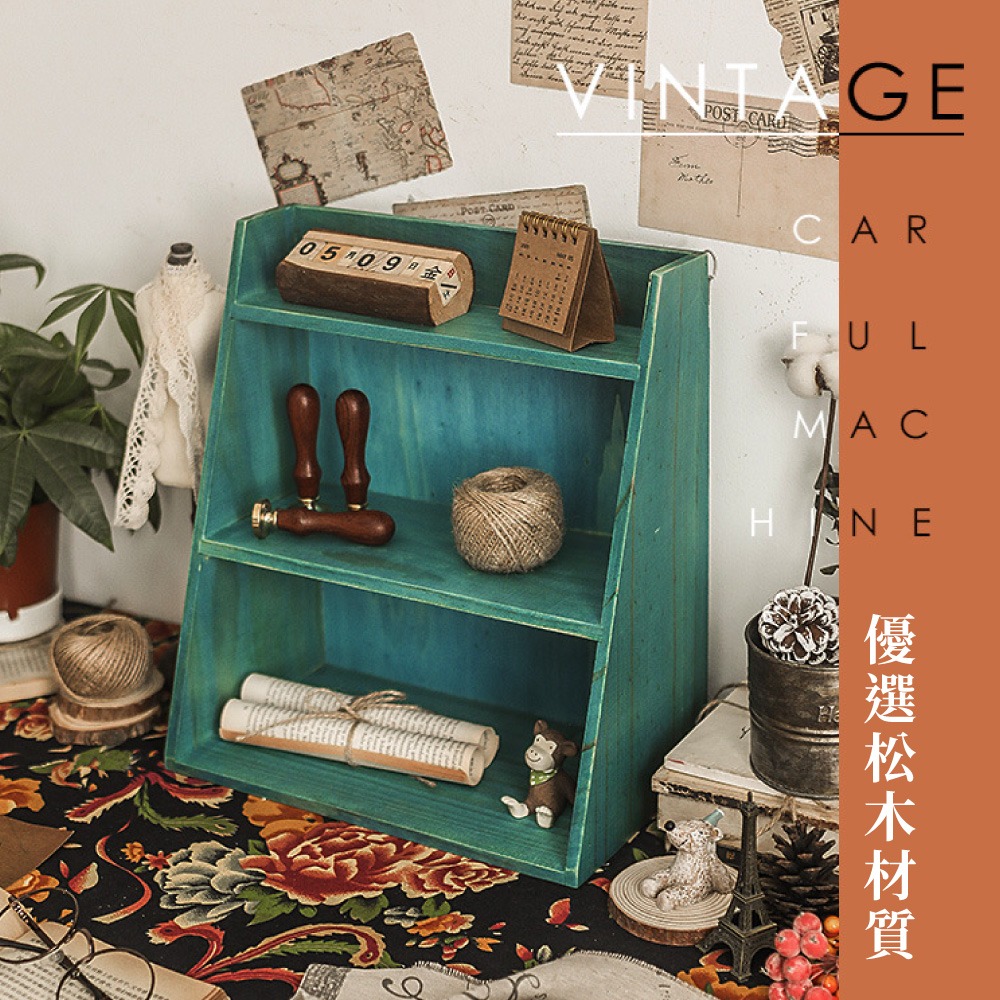 木質復古收納架 北歐風 復古造型收納架 三層式桌面收納架 多功能收納架 桌面收納 木架 置物架 拍攝道具【SN0886】-細節圖6
