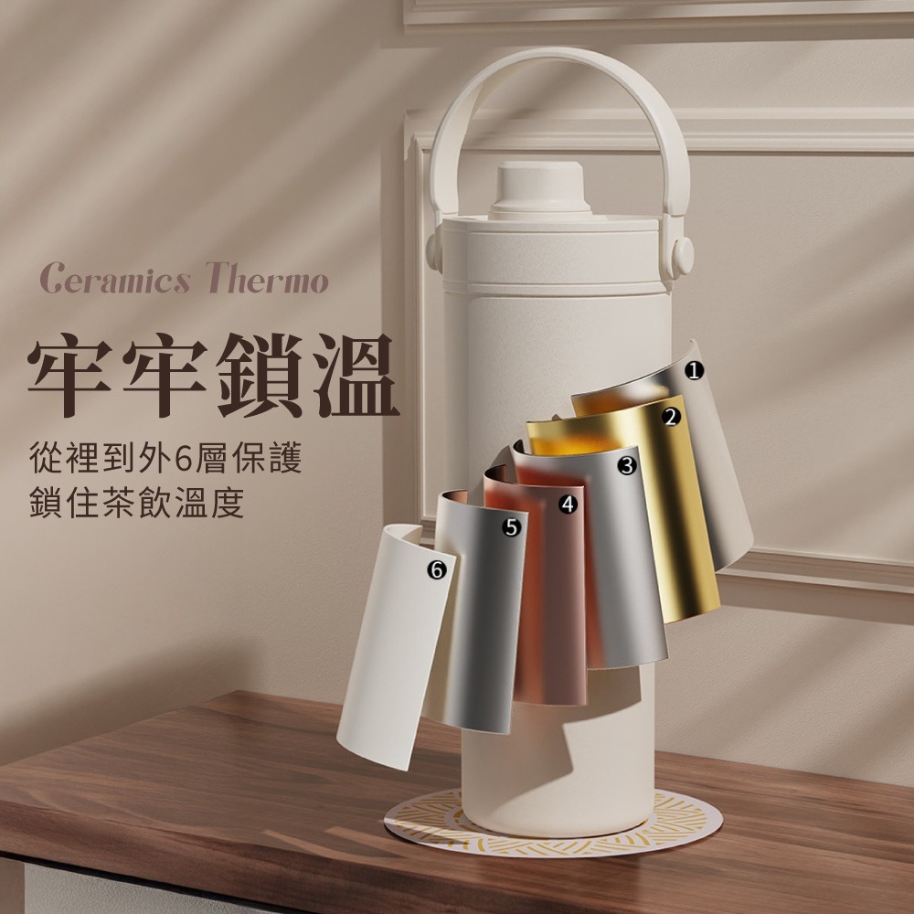 手提陶瓷保溫杯 水壺 不銹鋼保溫杯 不鏽鋼 吸管杯 隨行杯 吸管保溫瓶 陶瓷杯 陶瓷 咖啡保溫瓶【CC0618】-細節圖4
