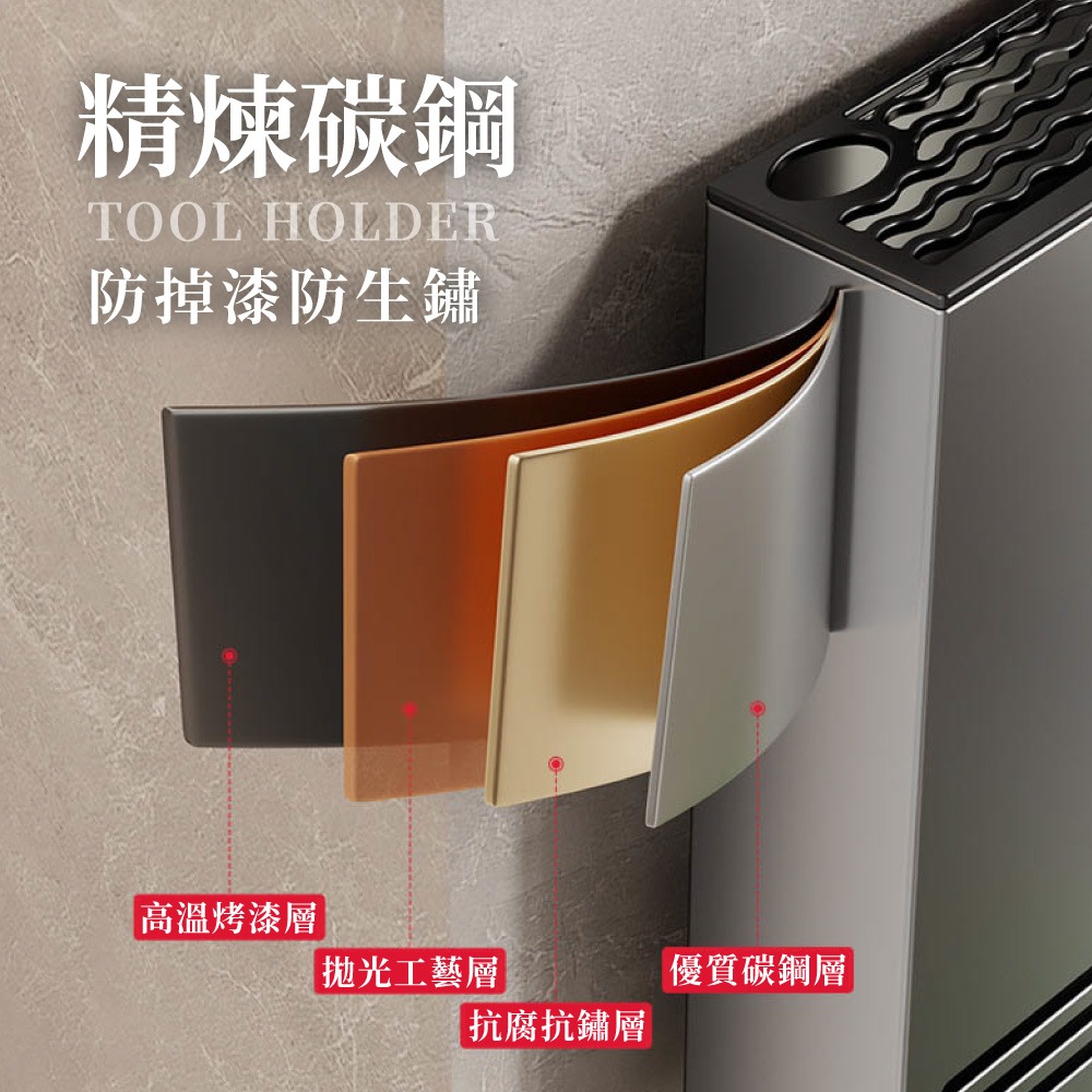 壁掛式刀架 不鏽鋼刀具架 廚房刀架 刀具收納架 壁掛收納架 可拆卸刀架 廚房壁掛用品 排水刀架【CC0622】-細節圖4