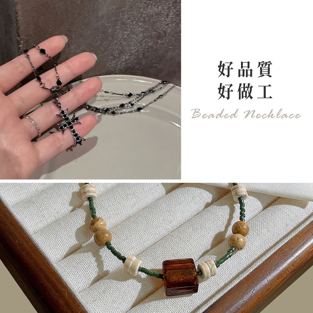 新中式串珠項鍊 項鍊 串珠項鍊 復古串珠項鍊 民族風項鍊 編織項鍊 手鍊 木珠項鍊 復古項鍊 編織手鍊【MF0143】-細節圖3