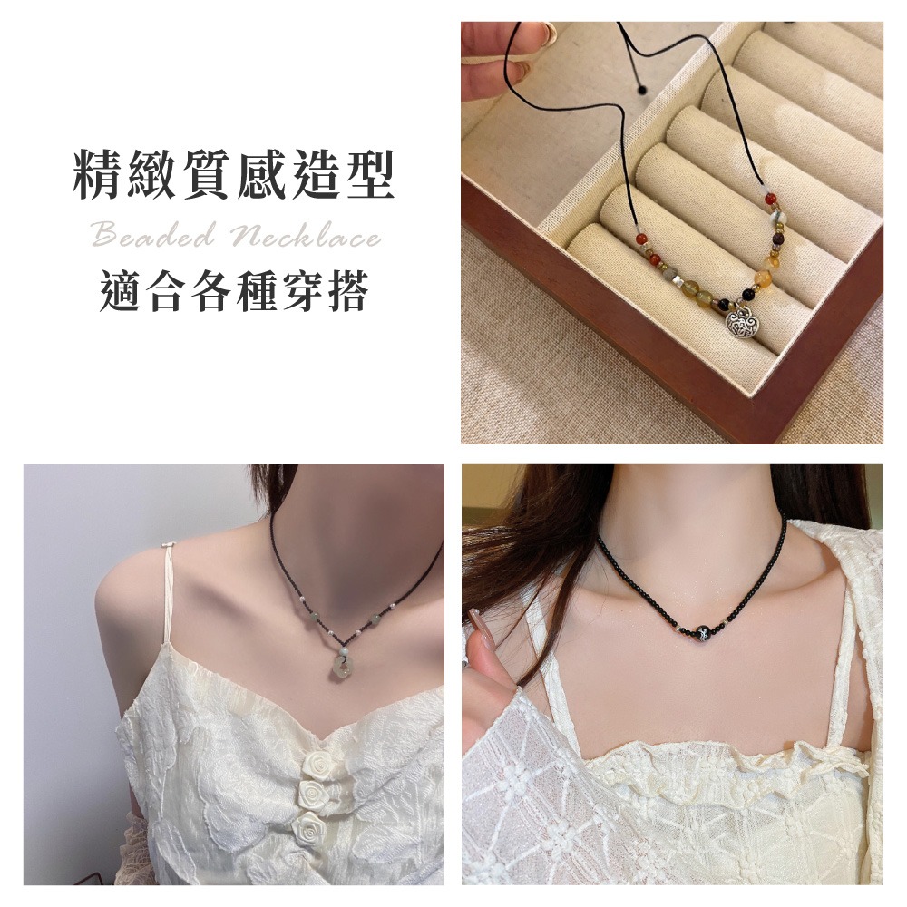 新中式串珠項鍊 項鍊 串珠項鍊 復古串珠項鍊 民族風項鍊 編織項鍊 手鍊 木珠項鍊 復古項鍊 編織手鍊【MF0143】-細節圖4