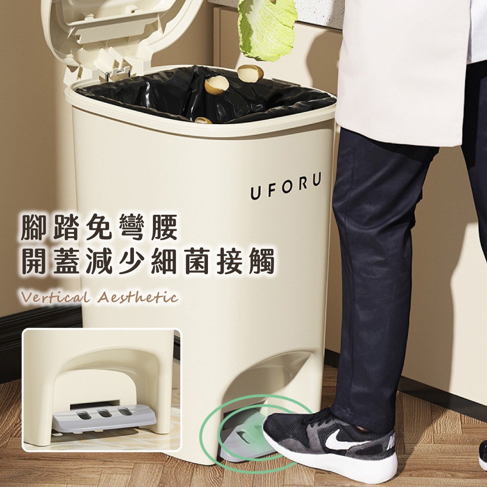 腳踏式 垃圾桶 雙開垃圾桶 大容量 垃圾桶 日式 方形垃圾桶 有蓋垃圾桶 防水 垃圾筒 8L 15L 【JJ0965】-細節圖2