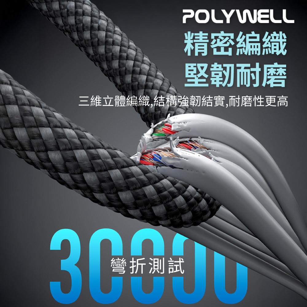 POLYWELL 磁吸PD快充線 Type-C 鋁合金 編織 適用iPhone16 安卓 平板 寶利威爾【DZ0253】-細節圖6