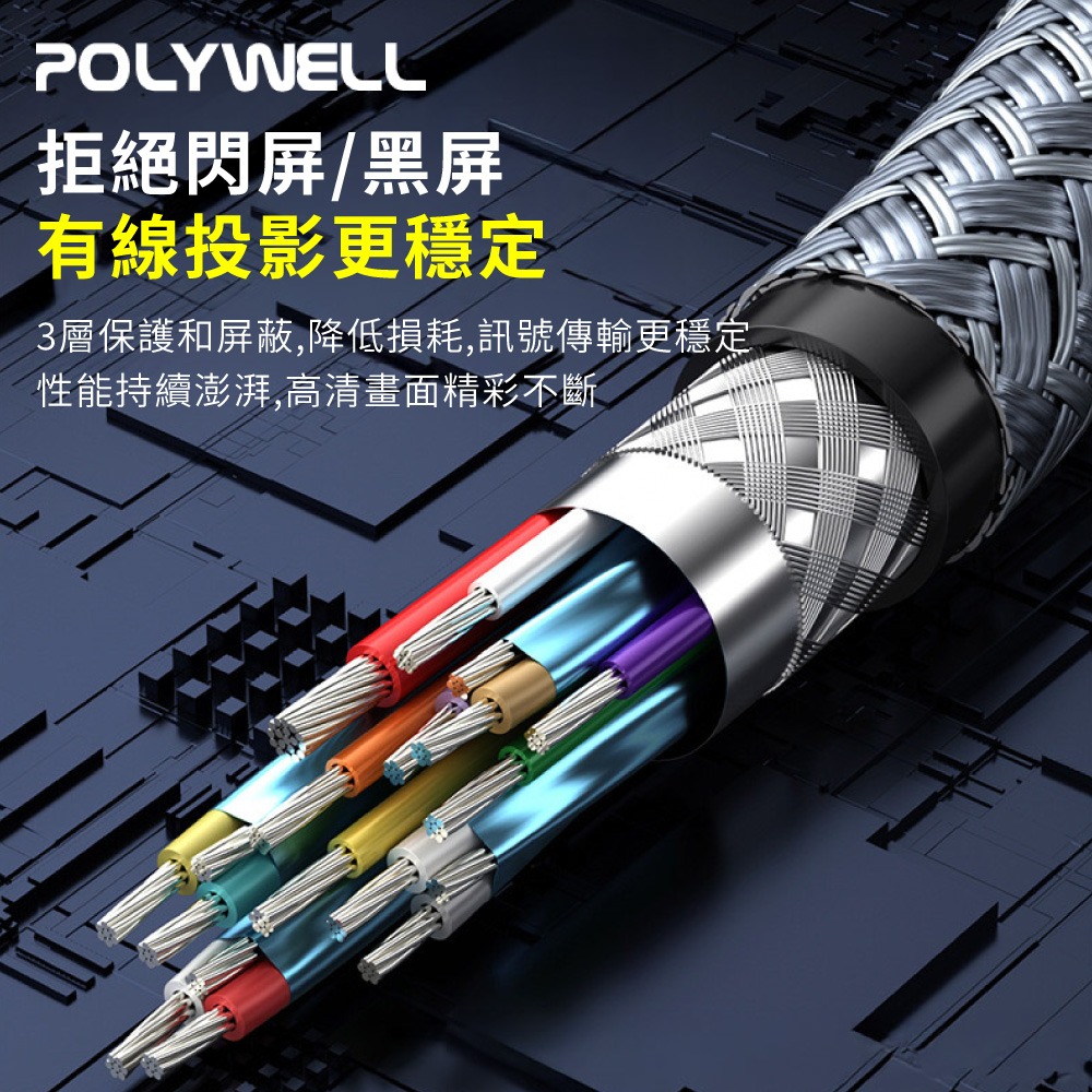 POLYWELL Type-C轉HDMI 4K 影音傳輸線 轉接線 鋁合金 帶編織 筆電投影線【DZ0245】-細節圖2