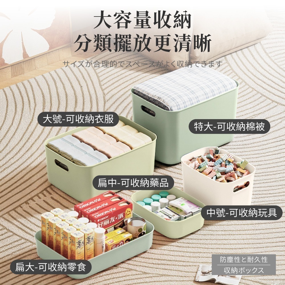 多功能收納盒 四色 帶蓋收納盒 收納箱 整理箱 置物盒 儲物盒 可堆疊收納 玩具收納 無印風【SN0959】-細節圖2