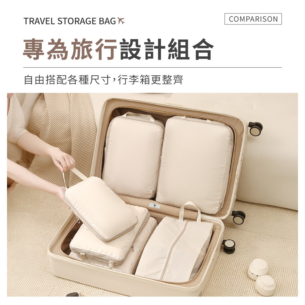 旅行壓縮袋四件套 衣物壓縮包 旅行手提袋四件套 行李箱壓縮包 衣服收納袋 收納包 旅行包 旅行 出國必備【SN0968】-細節圖6