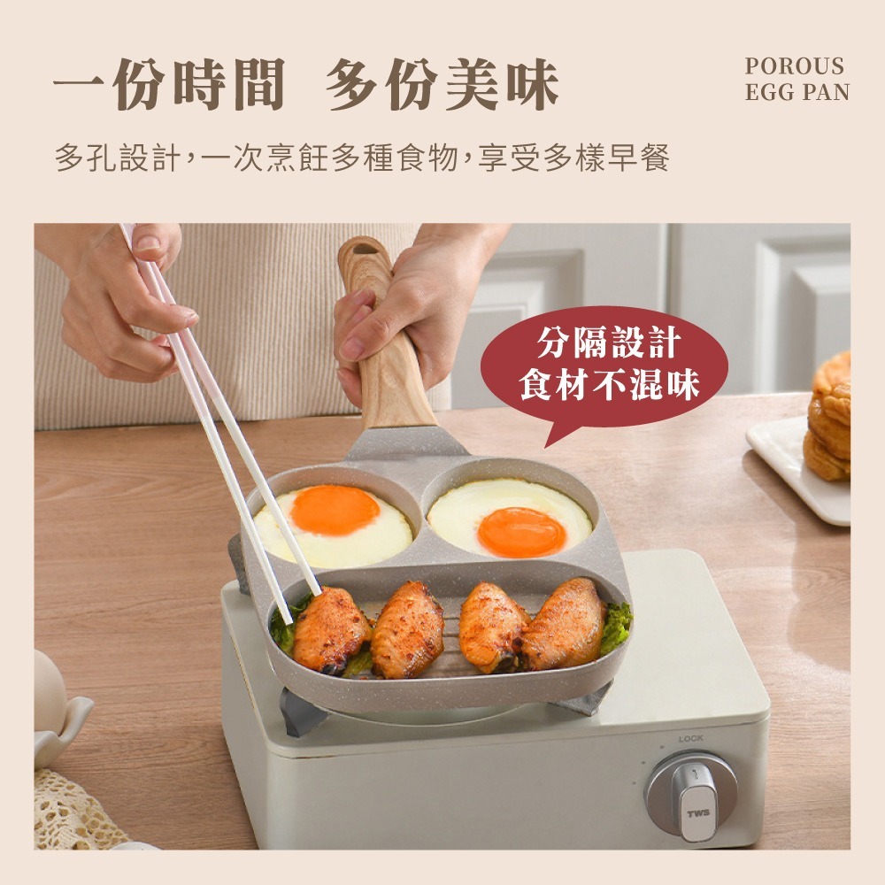 迷你煎蛋鍋 多孔煎蛋鍋 煎蛋 鍋子 平底鍋 四格煎蛋鍋 兩孔煎蛋鍋 鬆餅鍋 煎蛋 四格煎鍋 懶人早餐鍋具【CC0673】-細節圖2