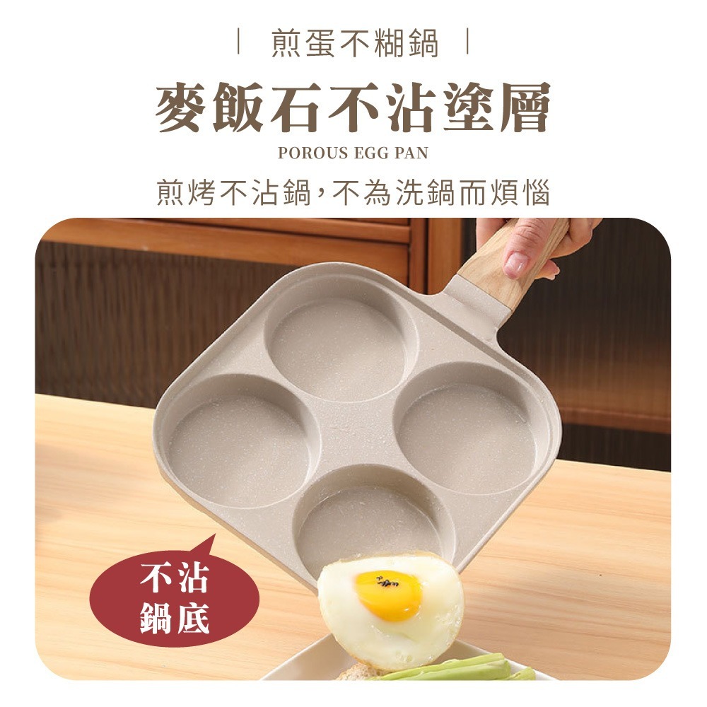 迷你煎蛋鍋 多孔煎蛋鍋 煎蛋 鍋子 平底鍋 四格煎蛋鍋 兩孔煎蛋鍋 鬆餅鍋 煎蛋 四格煎鍋 懶人早餐鍋具【CC0673】-細節圖3