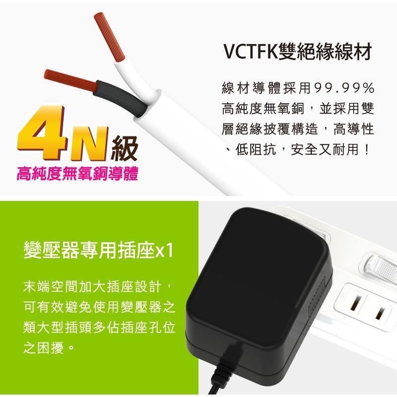 【Tyson太順電業】 TS-366AS 6切6座3P 6開6插扁頭延長線 排插 延長線 1.8M-4.5M 延長線插座-細節圖3