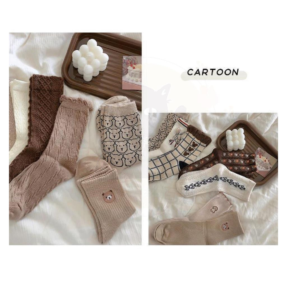 🇹🇼現貨·全年無休🍄吉米寶🍄復古文藝棕色系中筒襪 JM046-6襪子 隱形襪 中筒襪 長襪 女襪-細節圖3