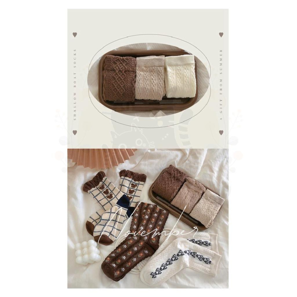 🇹🇼現貨·全年無休🍄吉米寶🍄復古文藝棕色系中筒襪 JM046-6襪子 隱形襪 中筒襪 長襪 女襪-細節圖4
