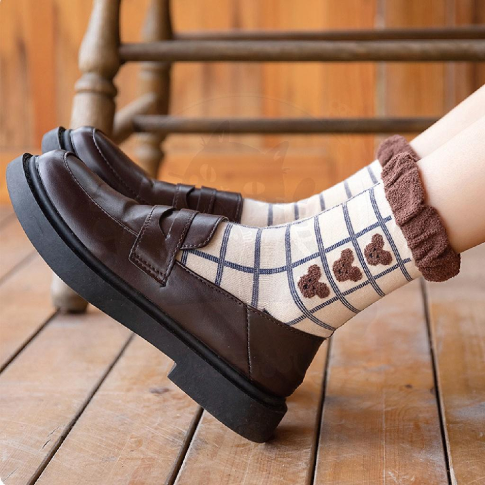 🇹🇼現貨·全年無休🍄吉米寶🍄復古文藝棕色系中筒襪 JM046-6襪子 隱形襪 中筒襪 長襪 女襪-細節圖7