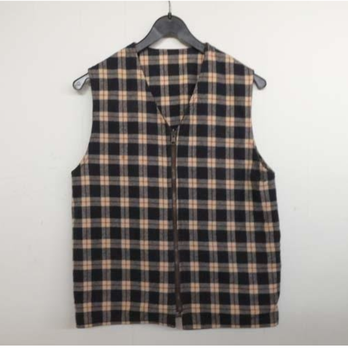 【植日生】古著素色方格2面穿背心-細節圖3