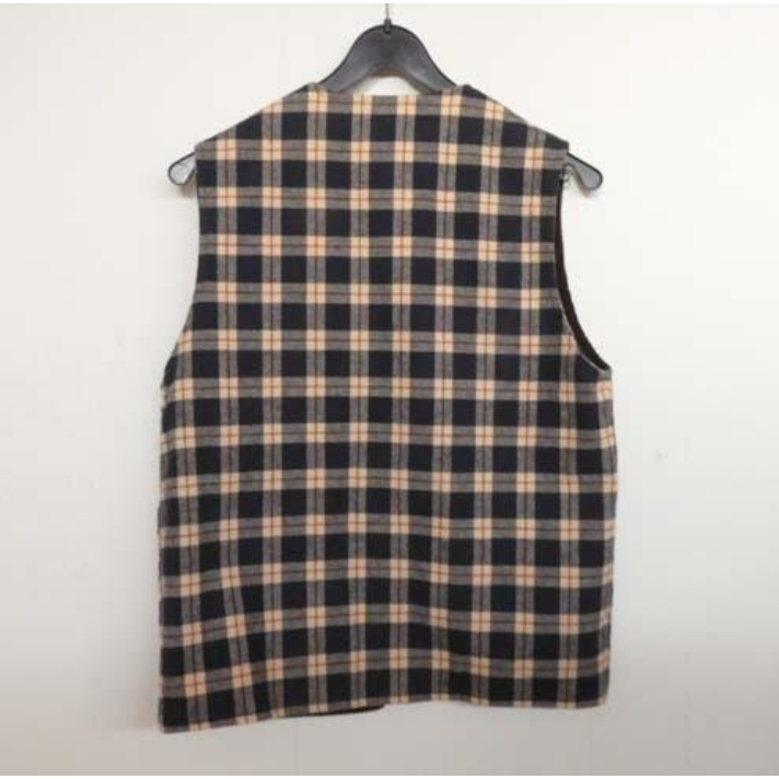 【植日生】古著素色方格2面穿背心-細節圖4