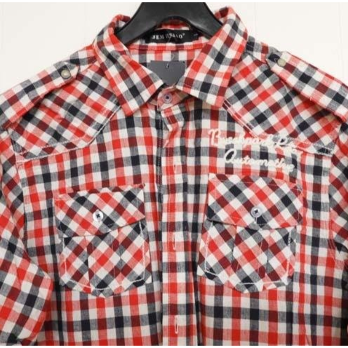 【植日生】古著經典配色格紋長袖襯衫-細節圖2