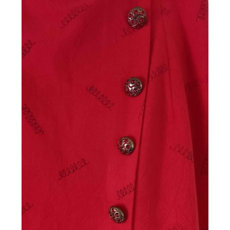 毛料紅長裙-細節圖3