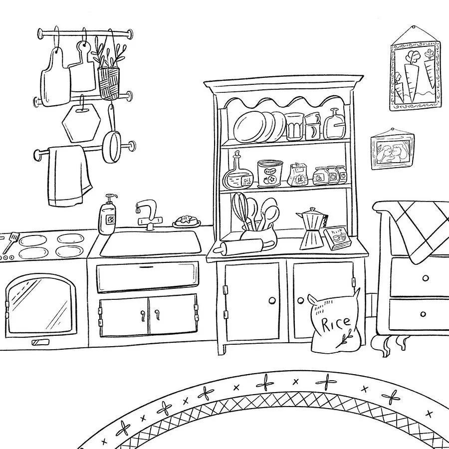 著色書 歡迎光臨貓咪廚房: 異國情調和餐點滿滿的著色書/ 親愛的波比狗: 有美味食譜&數獨的著色書  /     本書特色】  ＊是著色本也是繪本，上色完成後就是獨一無二的專屬私藏書。-細節圖8