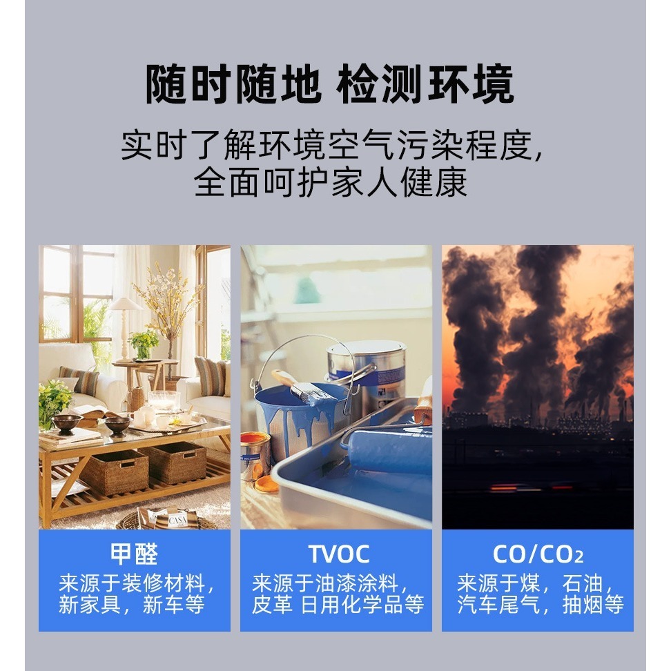 【台灣現貨】空氣檢測儀測量儀 CO CO2 TVOC 甲醛檢測儀 溫度濕度一氧化碳二氧化碳檢測儀空氣品質檢測測量儀-細節圖7