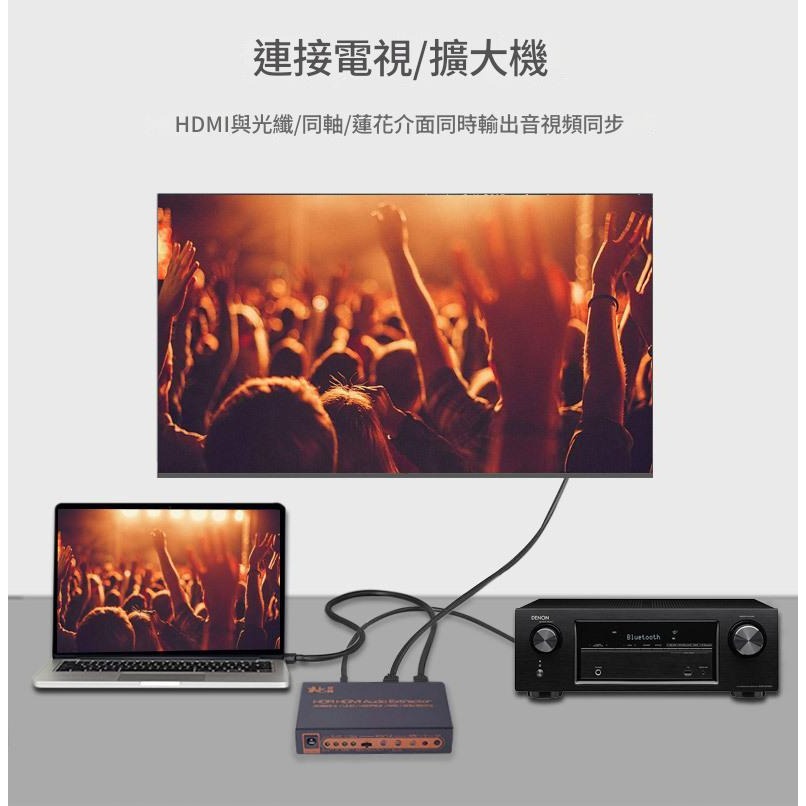 專業款HDMI2.0音頻分離器ARC HDCP2.2解碼 HDMI to HDMI+光纖+同軸+RCA音頻轉換器影音分離-細節圖5