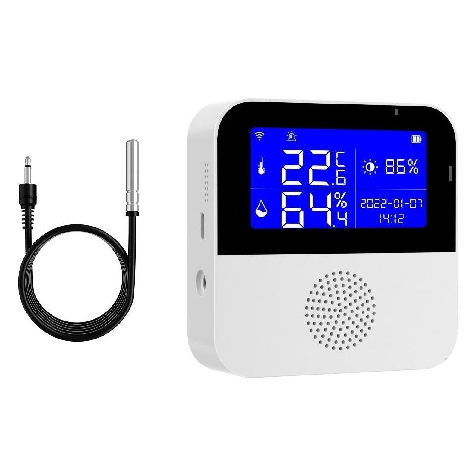 溫濕度感測器探測器萬年曆電子鐘電子溫濕度計數位時鐘家用溫濕度計光照度顯示魚缸溫度計 無線超越小米米家溫度濕度計溫度計時鐘-規格圖8